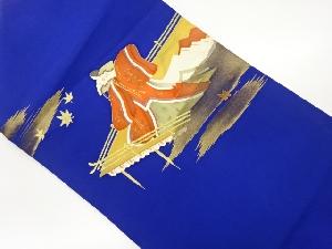 塩瀬金彩時代人物に紅葉模様名古屋帯